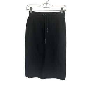 Rag & Bone Black Cotton Sweatshirt Skirt Drawstring Pencil Skirt Midi Size XXS